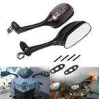 Black Rear View Mirrors with Turn Signals for Suzuki GSXR600 GSXR750 (2005–2016)
