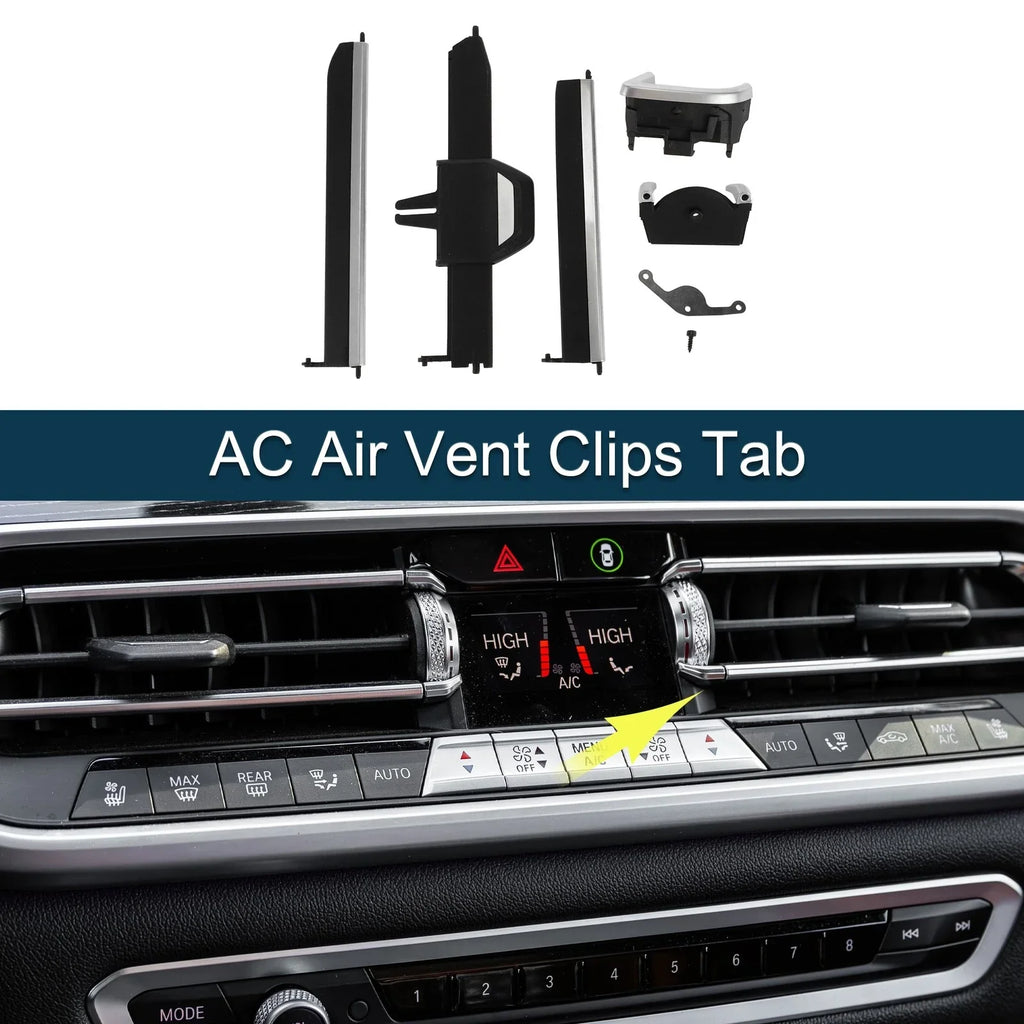 Air Vent Clips Tab for BMW X5 G05 Black Silver Tone Right (2019-2023)