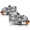 Chrome Housing Headlight & Amber Bumper Corner Lamps for Chevy S10/Blazer (1998–2004)