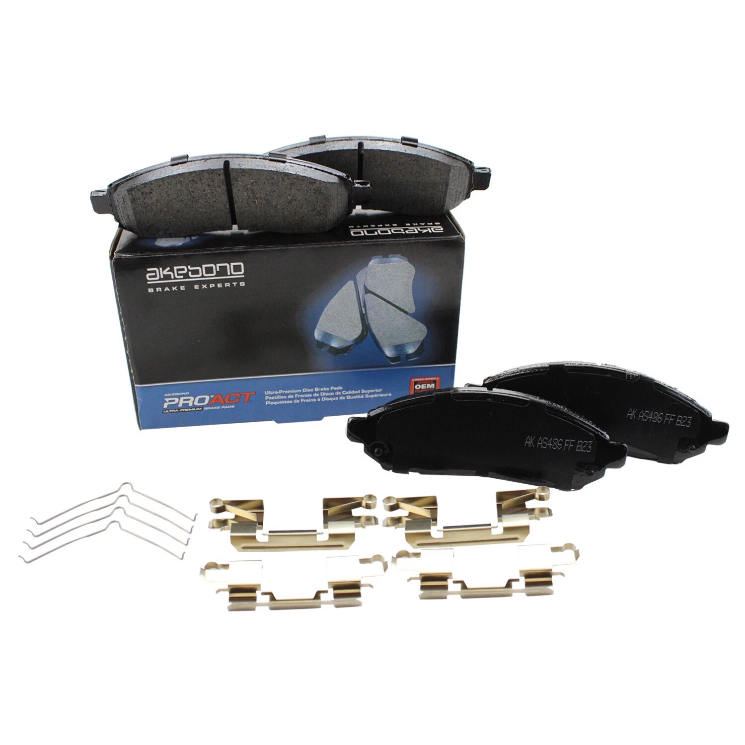 Set of 4 Akebono ProACT Front Ceramic Brake Pads for City Express Frontier Xterra (2015–2019)