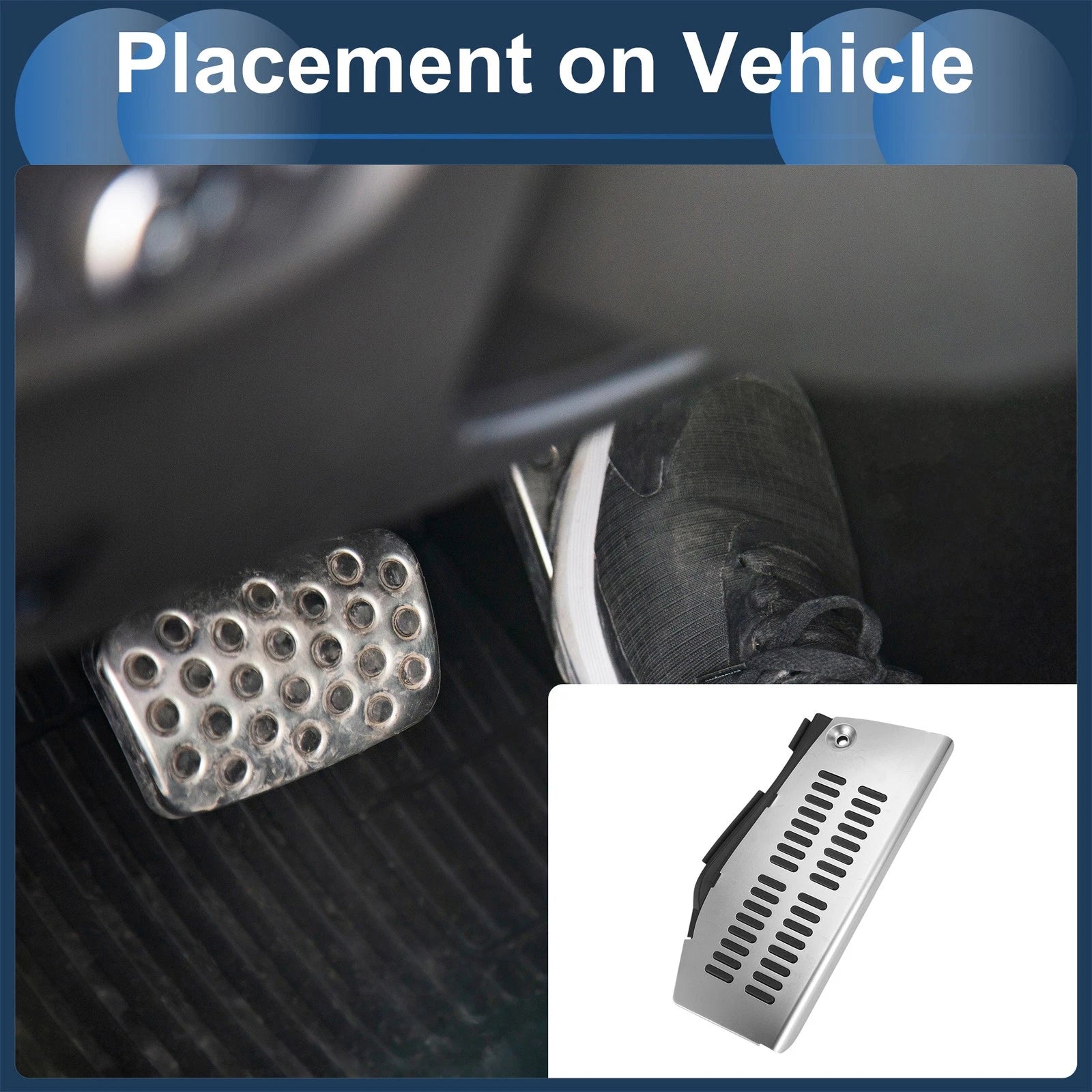 Footrest Pedals Cover for Volkswagen Polo (2009–2017) Silver Tone
