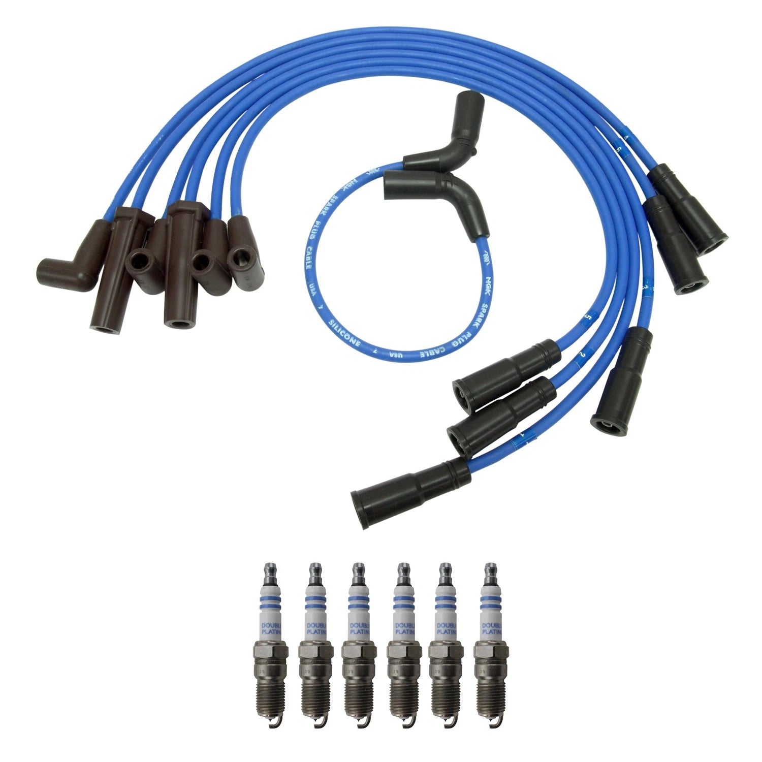NGK Wire Set & Bosch 6 Double Platinum Spark Plugs for Blazer Jimmy Safari (V6)
