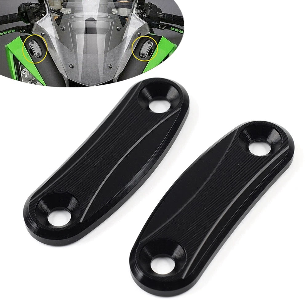 Rearview Mirror Block Off Base Plates for Kawasaki ZX-10R (2011–2015) Black