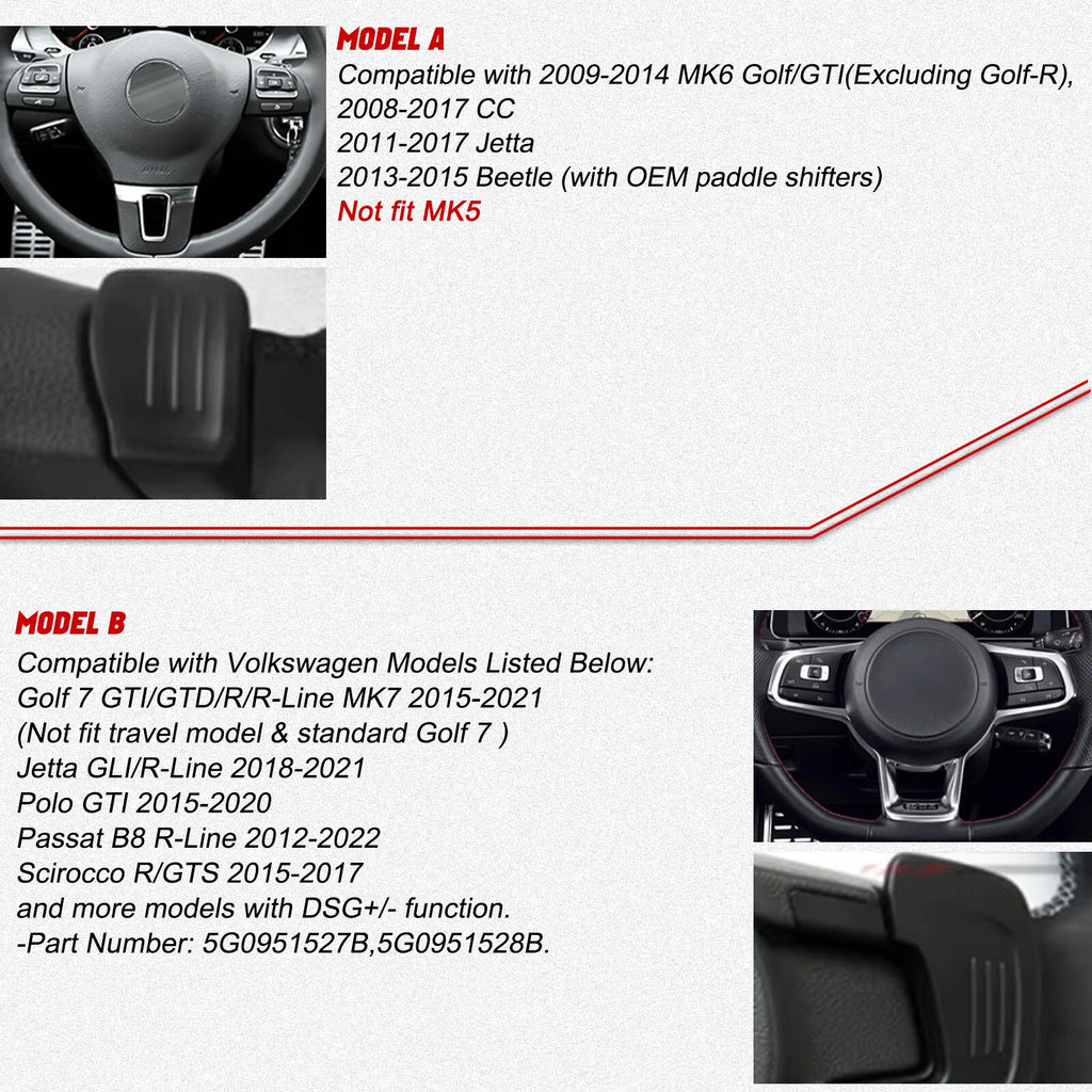ABS/Aluminum Paddle Shifter Extension Cover for VW Golf MK6 (2009-2014)