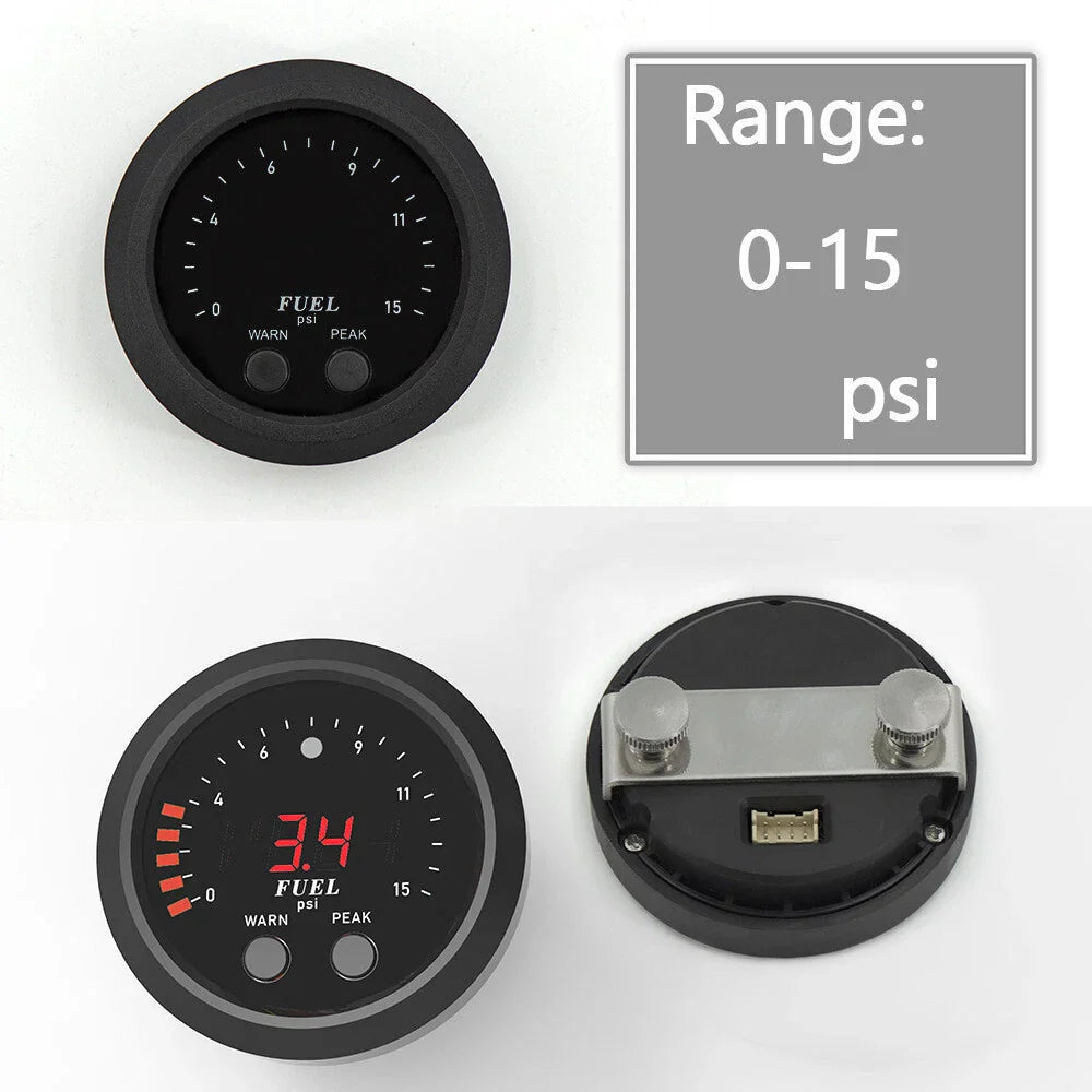 12V 52mm Ultra-thin Electronic Fuel Pressure Meter w/ Sensor for Car