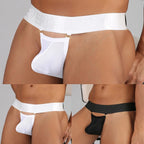2X Mens Pouch Wide Waist Thongs Underwear Tback Gstring Briefs Black White