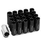 20 PCS Open End M12x1.25 60mm Tall Black Hexagon Lug Nuts + Adapter