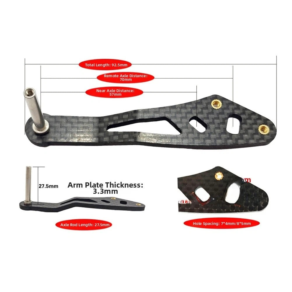 Fishing Reel Handle for DIY (Carbon Fiber, Lightweight, Dual Hole)