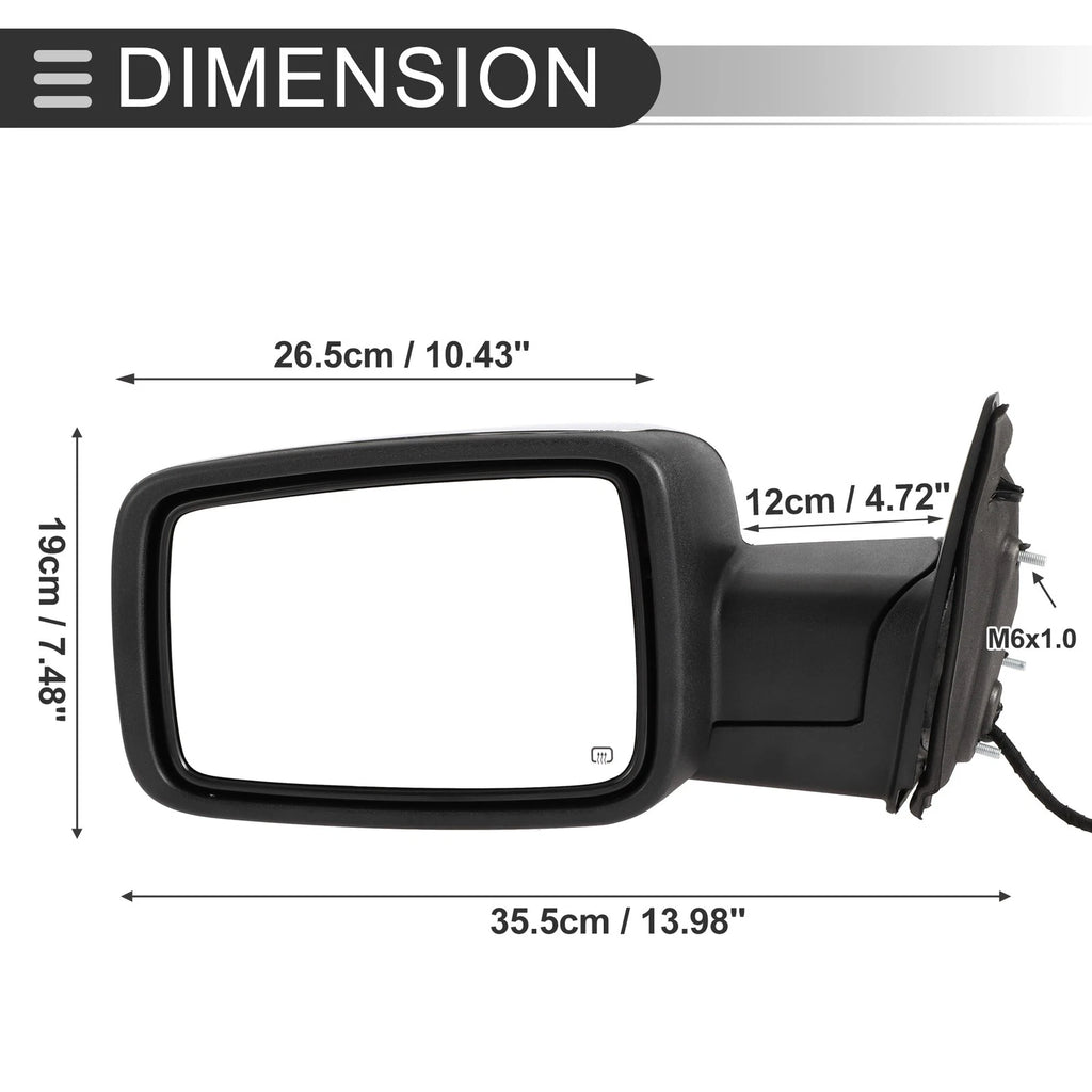 Tow Mirrors for Dodge Ram 1500 (1 Pair, Turn Signal Lights, Silver Tone)