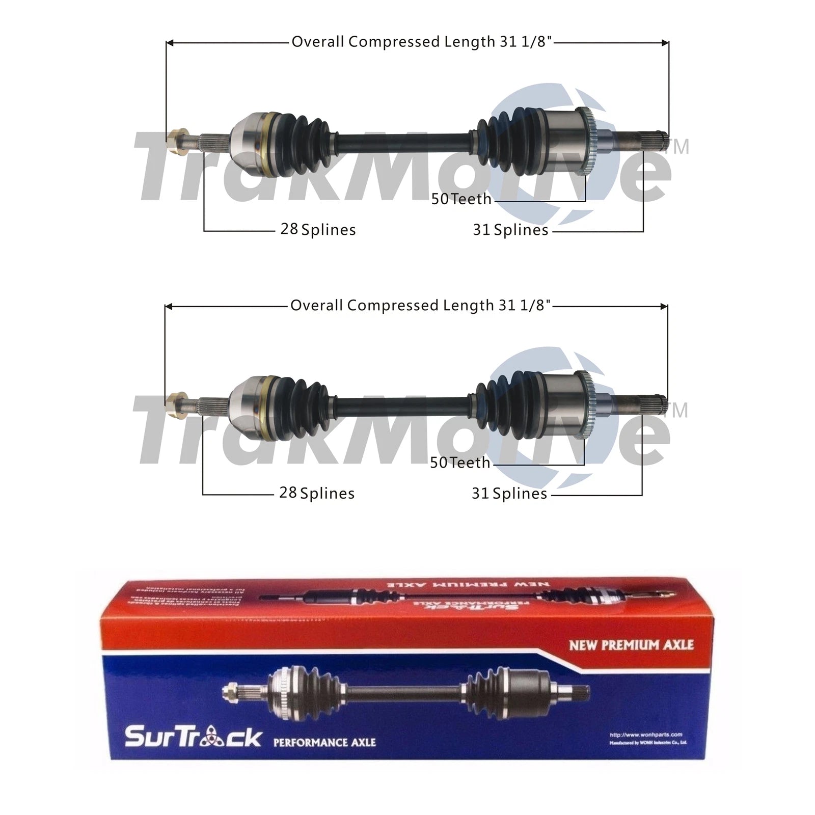 Set of 2 Rear CV Axle Shafts for Ford Mustang (2001–2004)
