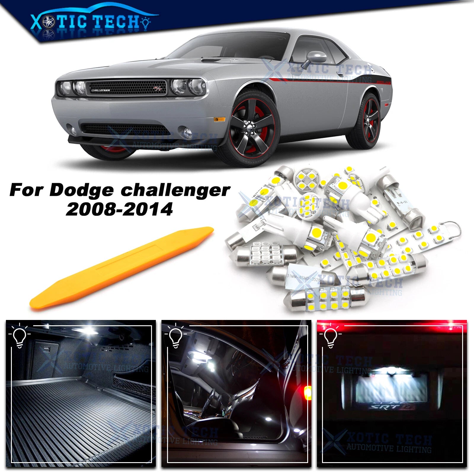 White LED Interior Light Package for Dodge Challenger (2008–2014)