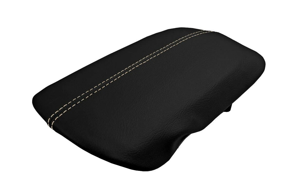 Leather Console Lid Armrest Cover for Ford Mustang (2015–2020) Black Beige