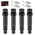 4Pcs Ignition Coils & Iridium Spark Plugs for Kawasaki ZX-6R (1995–2010)