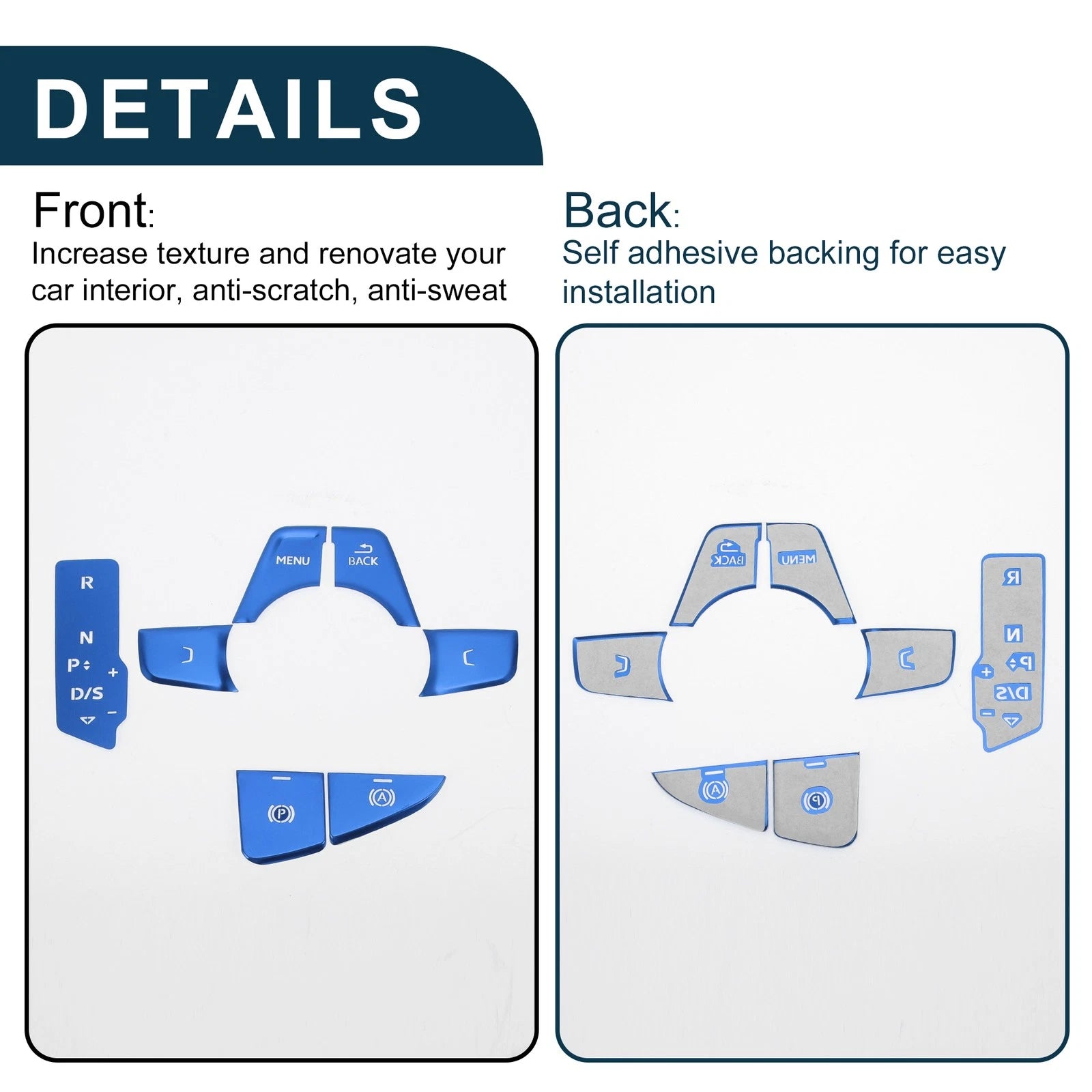 Set of 1 Gear Shift Handbrake Panel Button Switch Cover for Audi A4 A5 (2017–2019) Blue