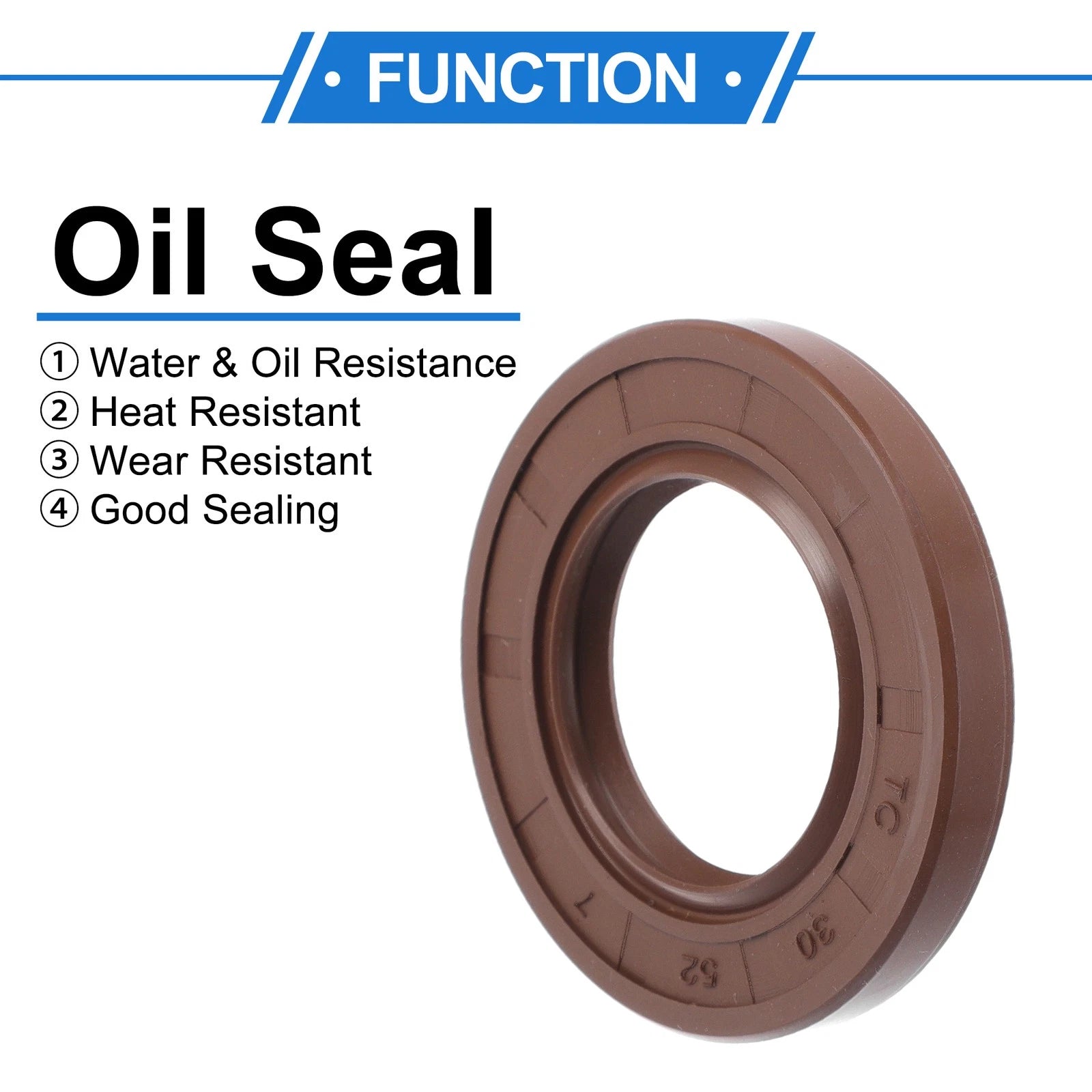 2X Oil Seal Rotary Shaft Seal FKM Rubber 30x52x7mm for Various Models 