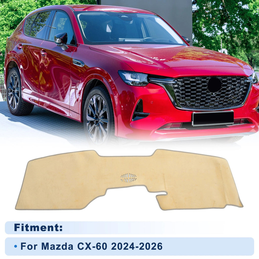 Dash Cover for Mazda CX-60 (2024–2026) Without HUD, Flannel Beige, Set of 1