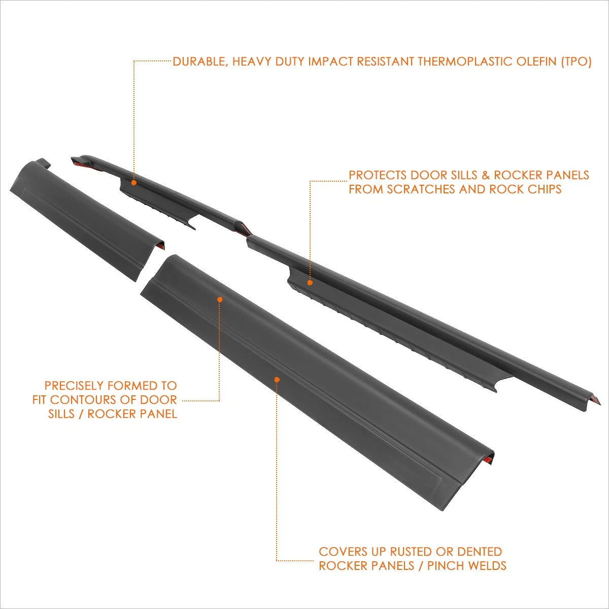 Set of 2 TPO Rocker Panel Sill Plate Covers for Silverado/Sierra (1999–2007)