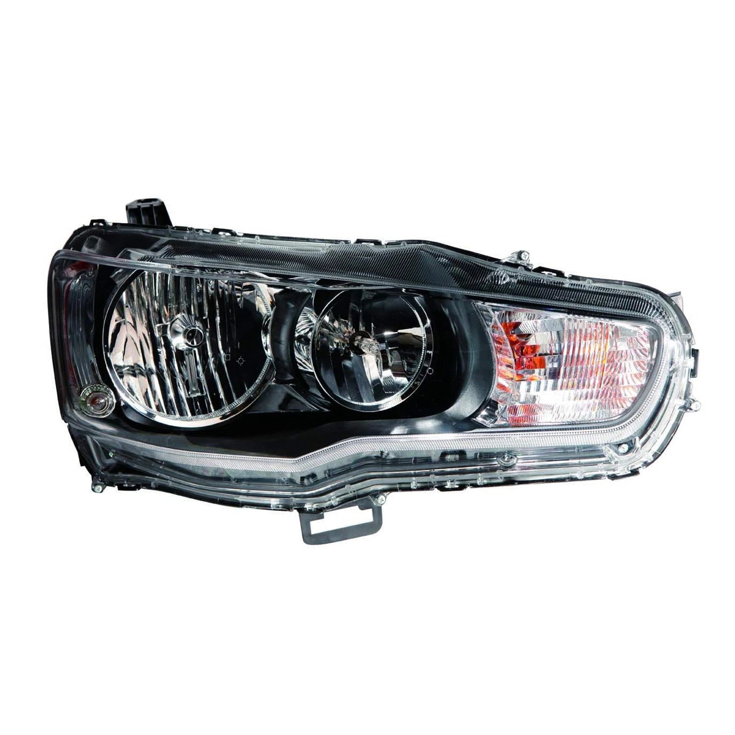 Replacement Passenger Side Halogen Head Light Assembly w/Chrome High Beam Bezel