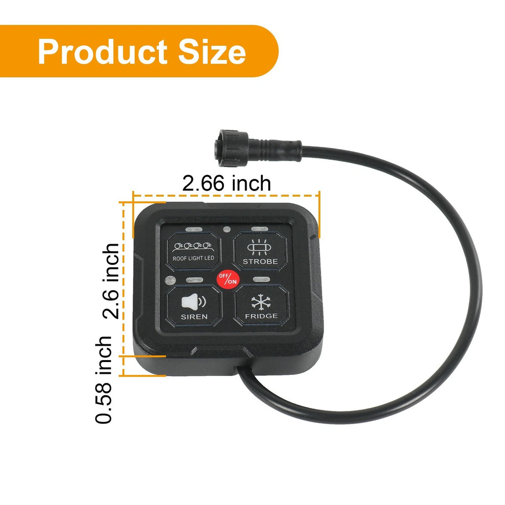 4 Gang LED Switch Panel for Marine Boat Car (12V)