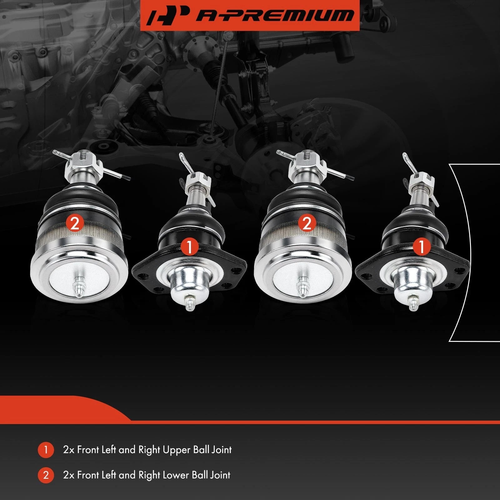 Front Upper and Lower Ball Joint Kit for Chevrolet GMC Buick Isuzu (4) (2000–2007)