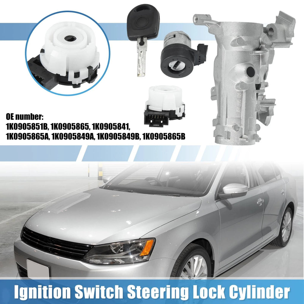 Set of 1 Ignition Switch Steering Lock Cylinder with Key 1K0905851B for VW Audi (2000–2023)