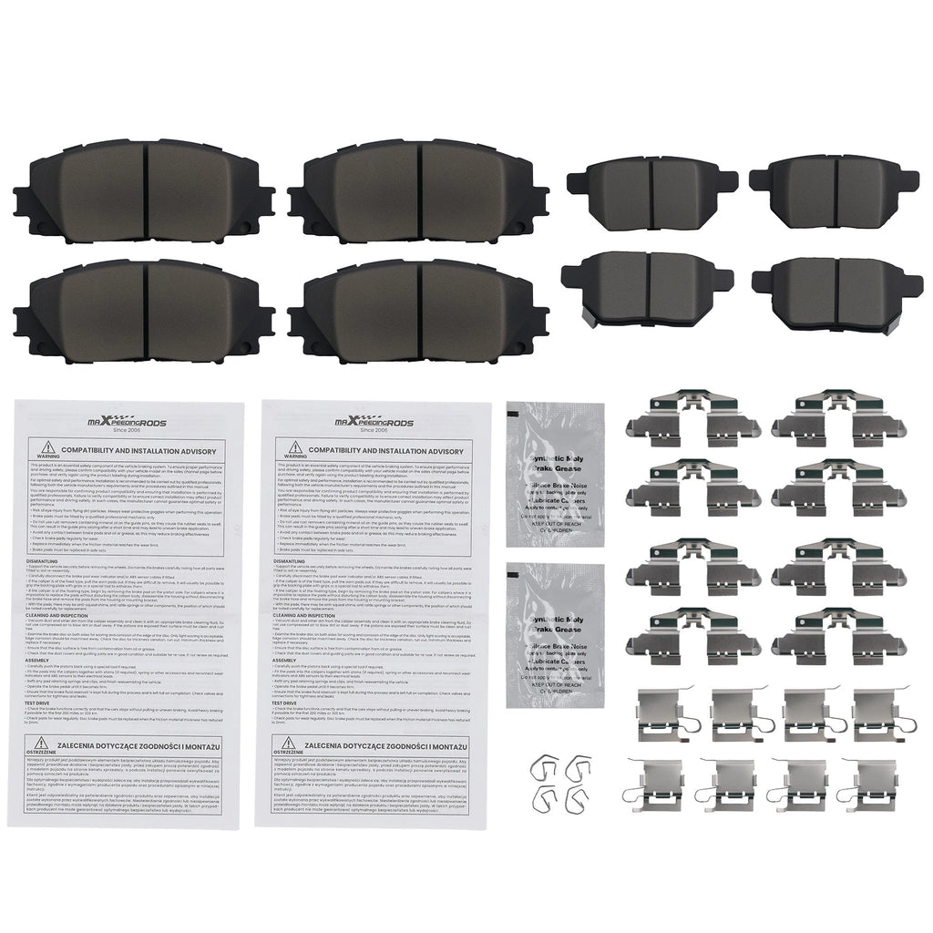 Set of 4 Ceramic Brake Pads for Toyota Prius Prime (2017–2019)