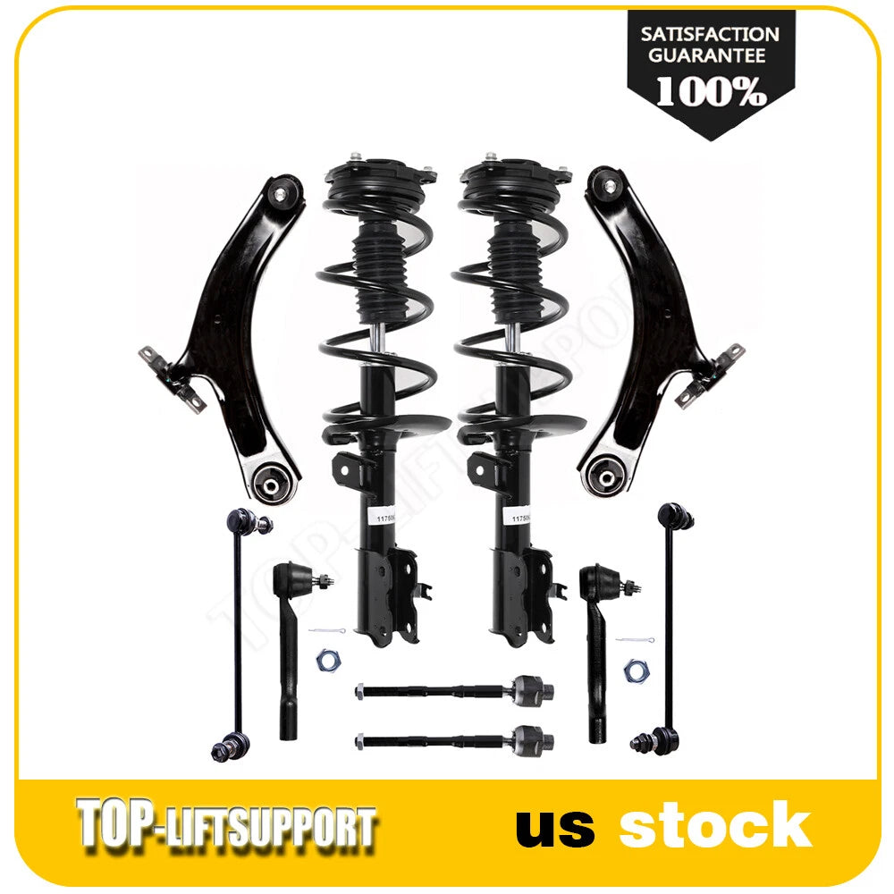 Set of 4 Front Struts Lower Control Arm Tie Rods for Nissan Rogue