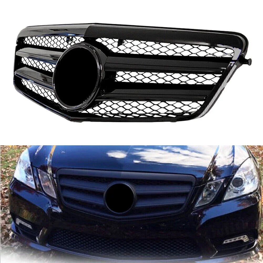 Shiny Black Front Grille for 2009-2010 Benz E-Class E63 E250 E550 E350 4DR