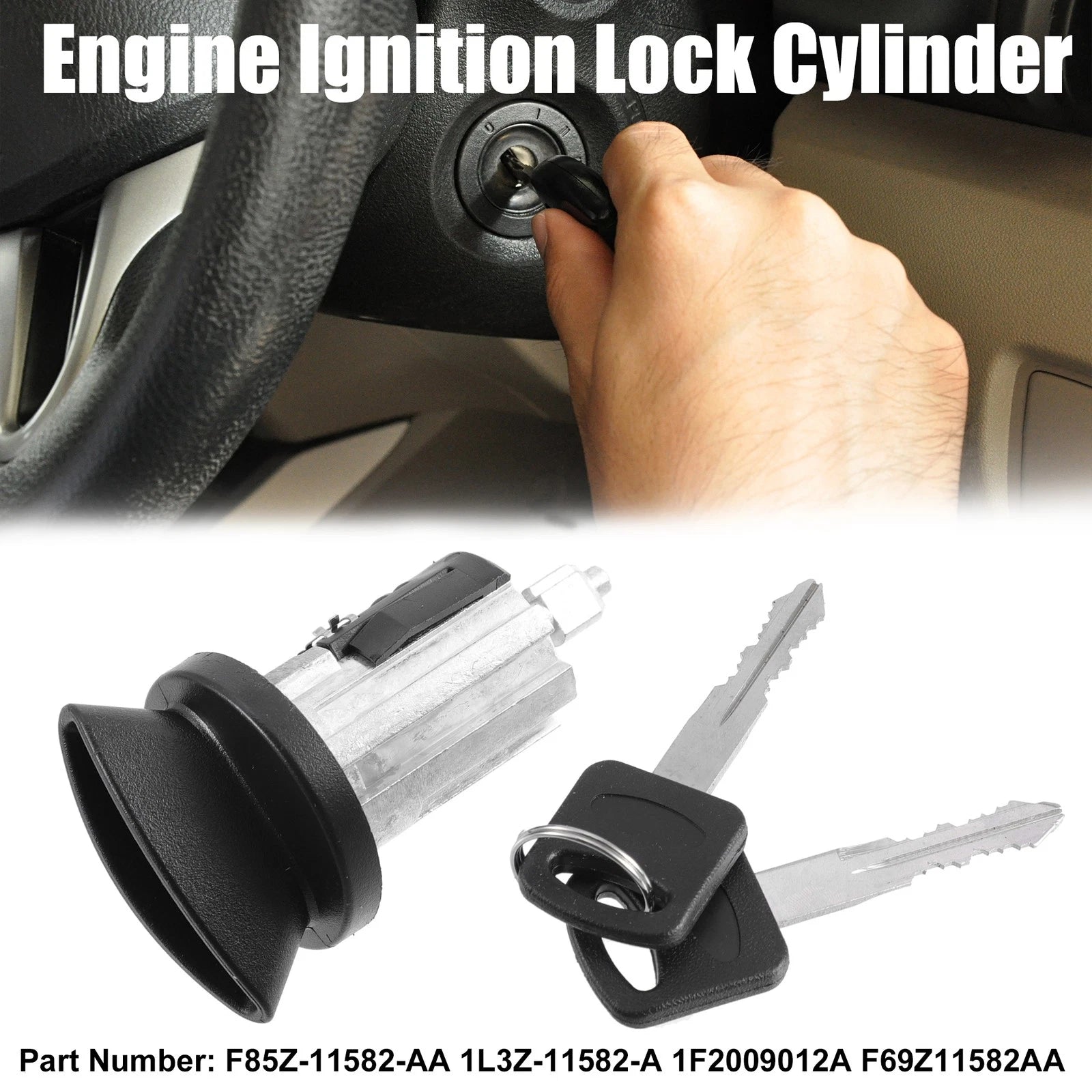 Engine Ignition Starter Switch Lock Cylinder with 2 Keys for Ford (1995–2000)