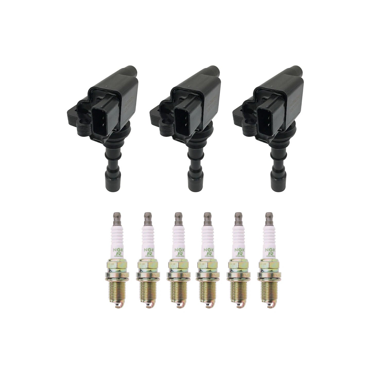 Set of 3 Ignition Coils & 6 NGK Spark Plugs for Hyundai Santa Fe (2001–2006)