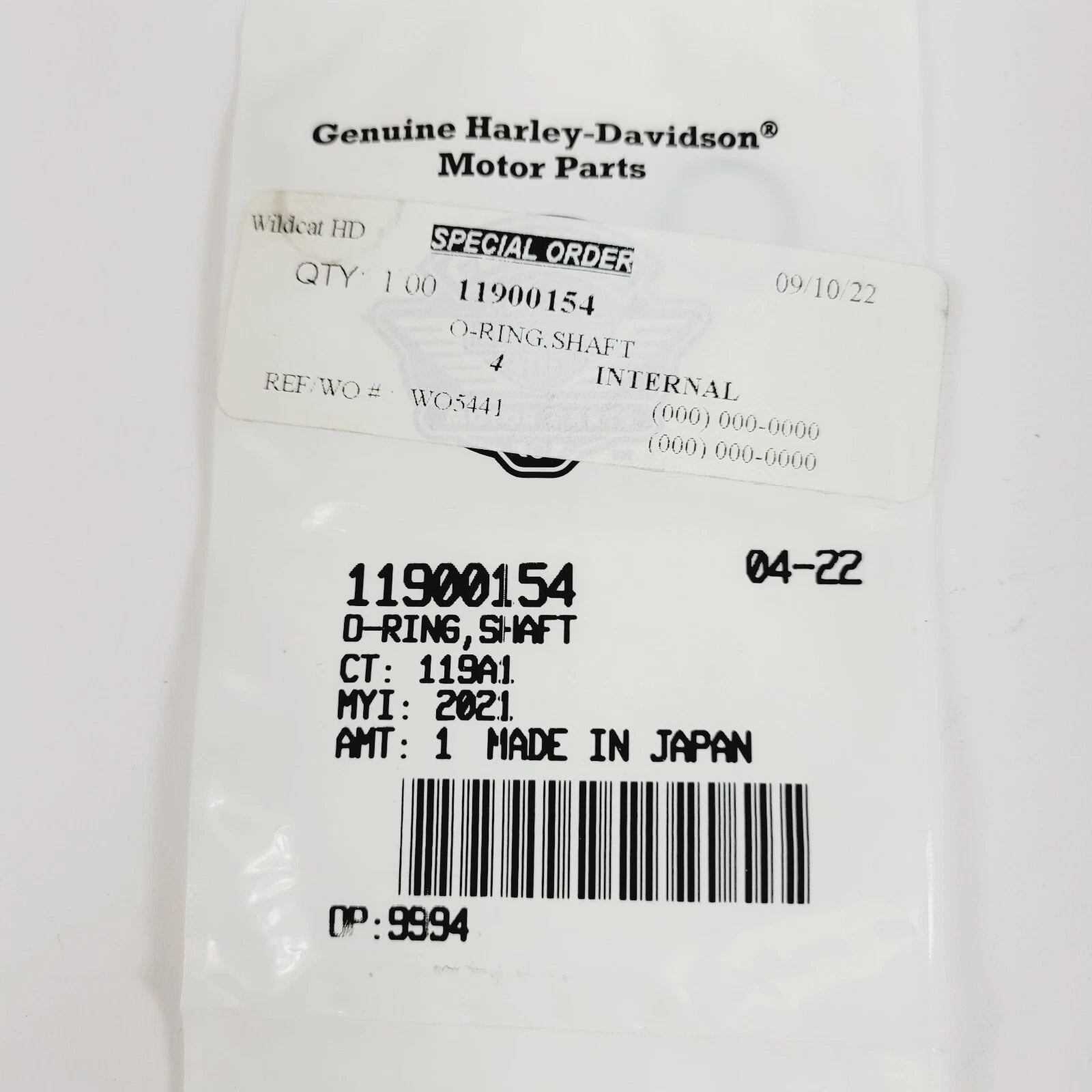 Shaft O-Ring for Harley-Davidson Pan America & Sportster S (11900154)