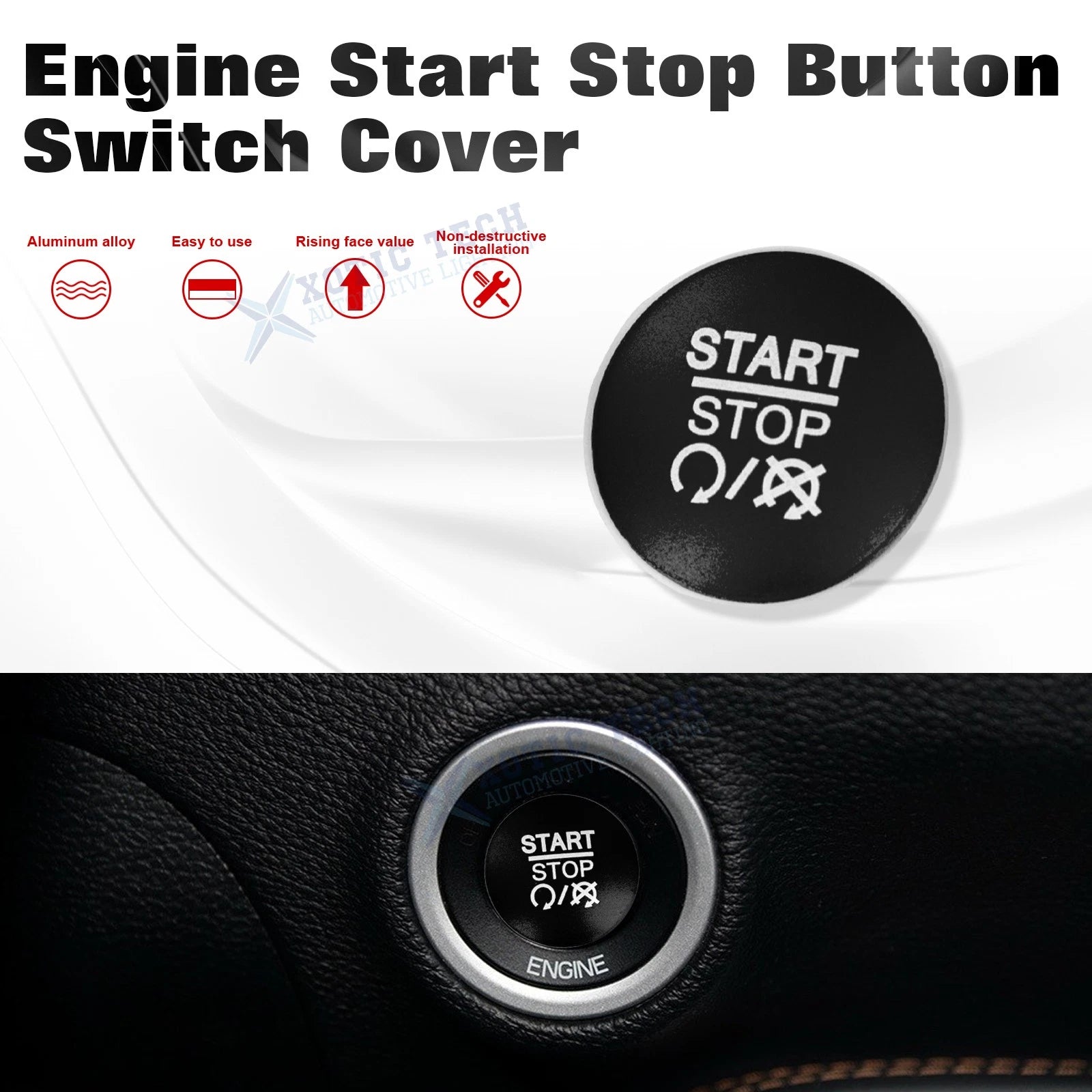 Alloy Engine Start Stop Push Button Cover for Dodge Charger (2015-2021)