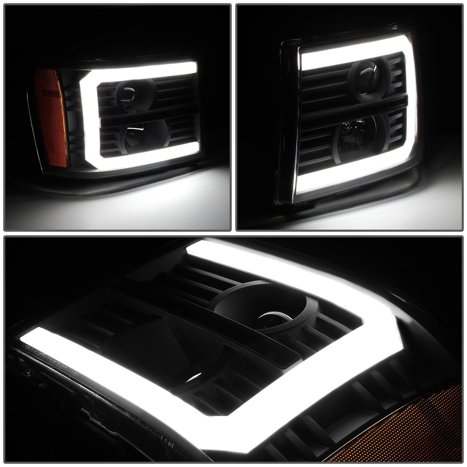 LED DRL Sequential Signal Projector Headlight Lamps for GMC Sierra (2007–2014)