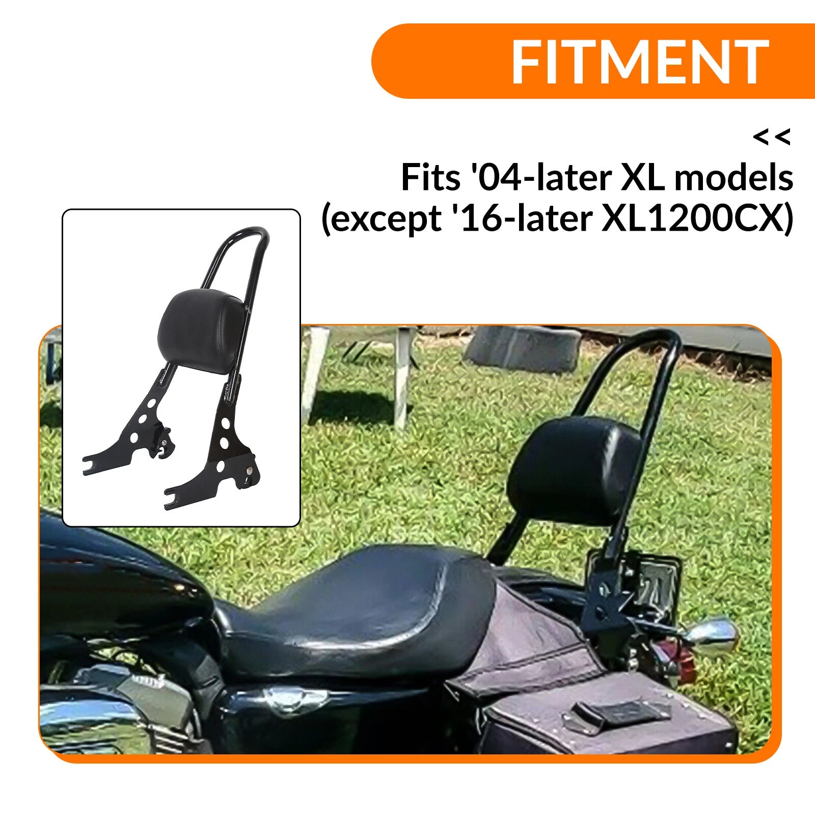 Detachable Sissy Bar Backrest Pad for Harley Sportster 1200 883 (2004–2022)