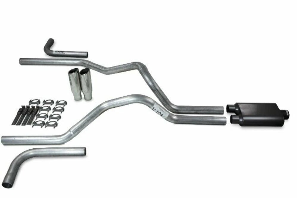 2.5" Dual Exhaust Kit for Chevy GMC 1500 (2019–2025) - 2 Chamber, Clamp On Tips