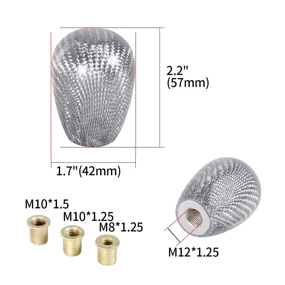Universal JDM Silver Carbon Fiber Manual Gear Shift Knob Shifter Lever