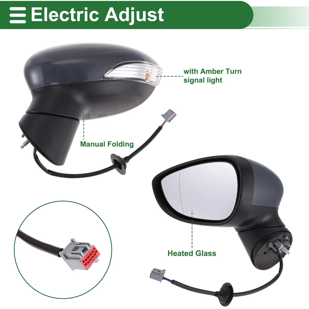 Left Side Door Mirror for Ford Fiesta Mk7 (2008–2012) Electric Adjust Gray