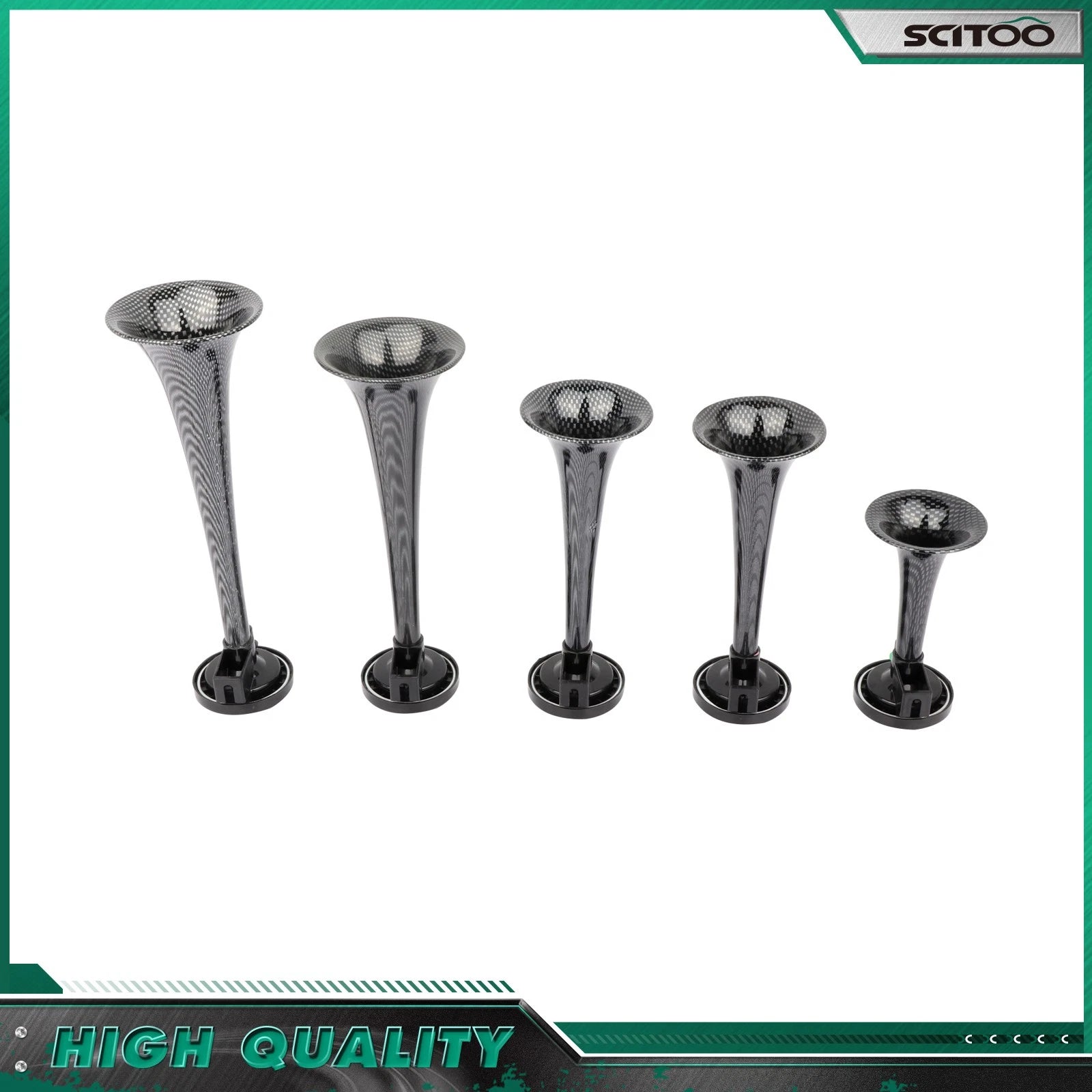 5 Trumpet Air Horn for Car Truck Train (Gray Plastic)