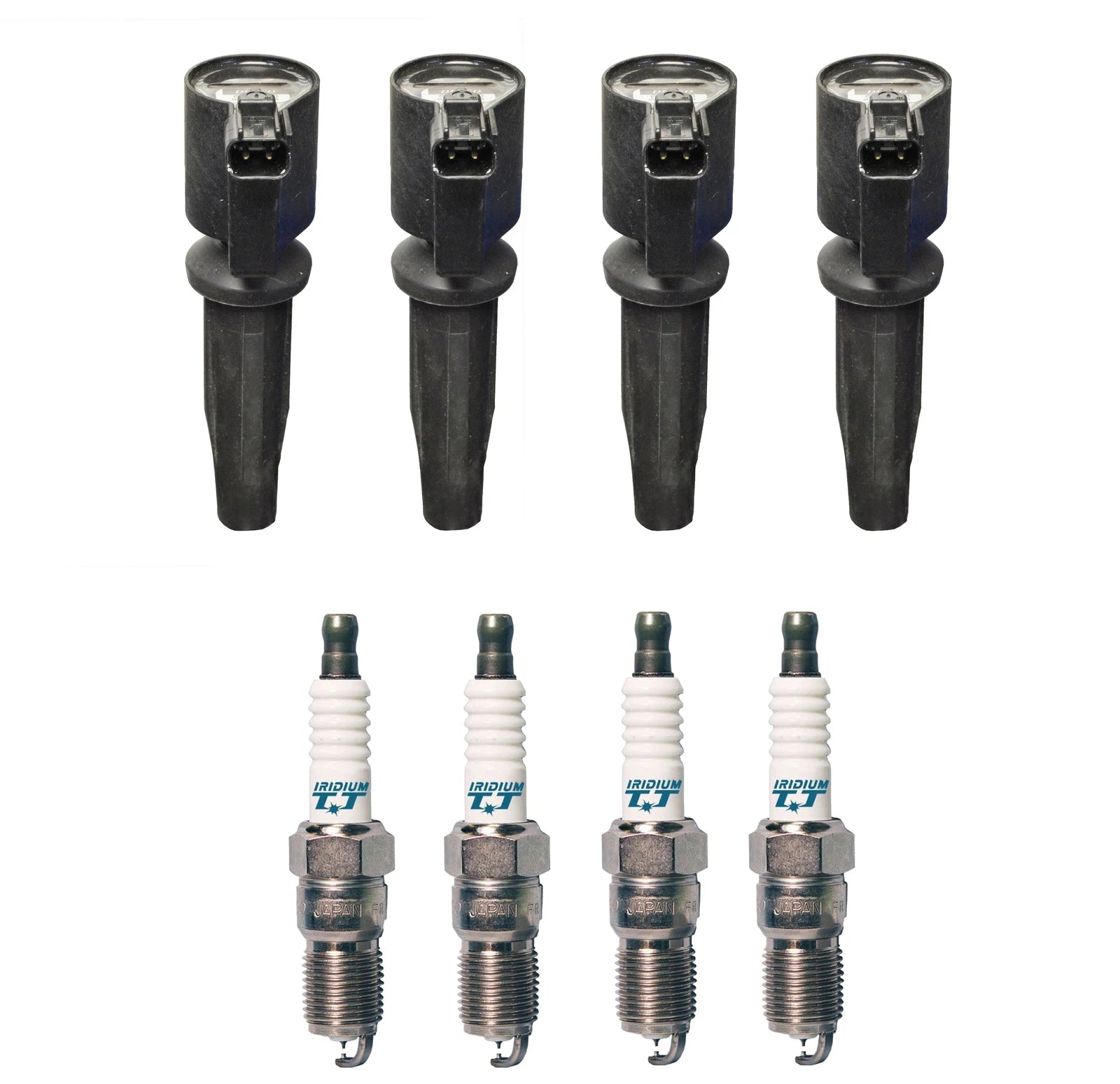 Set of 4 Ignition Coils & 4 Iridium TT Spark Plugs for 2.0 2.3 L4