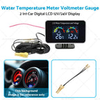2X LCD Water Temp Voltmeter Gauge for Universal 12V/24V
