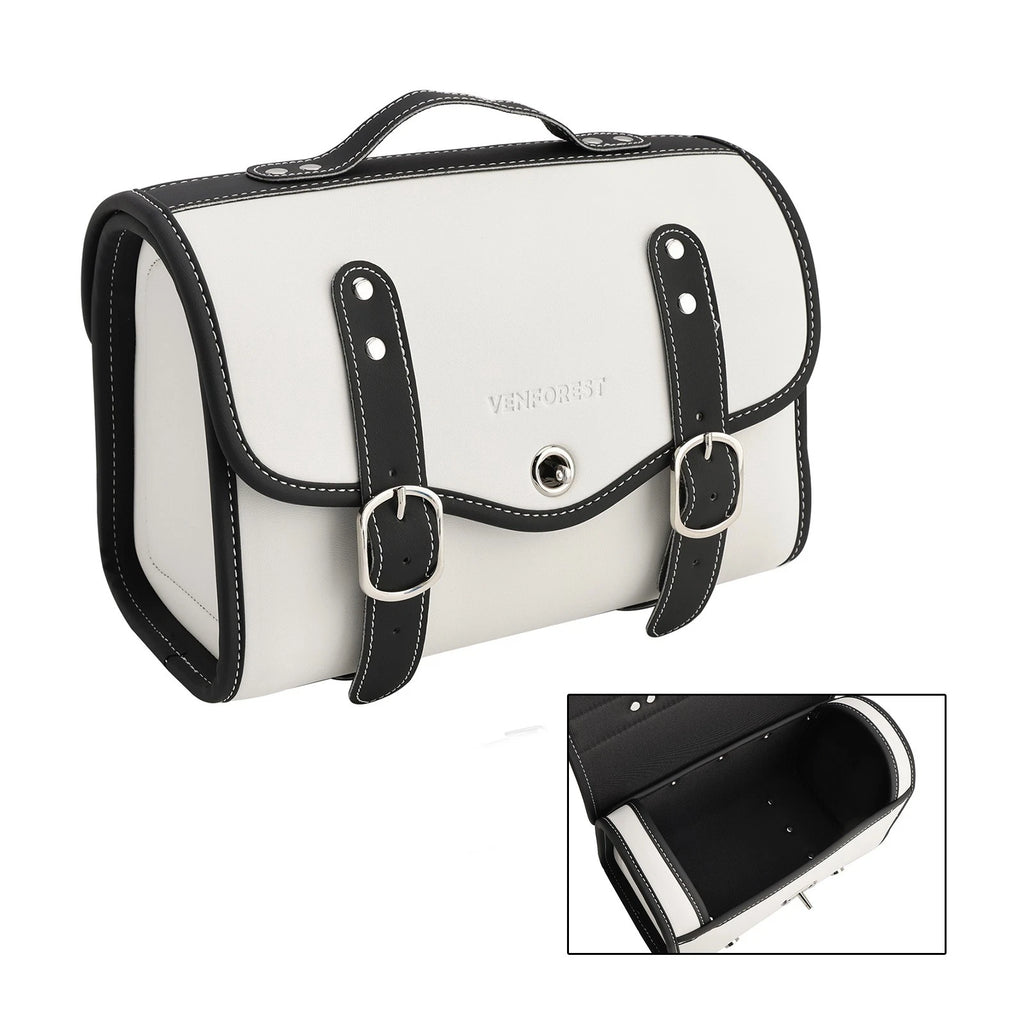 Side Saddlebag Tail Bag for Motorbike (Color Matching, White)