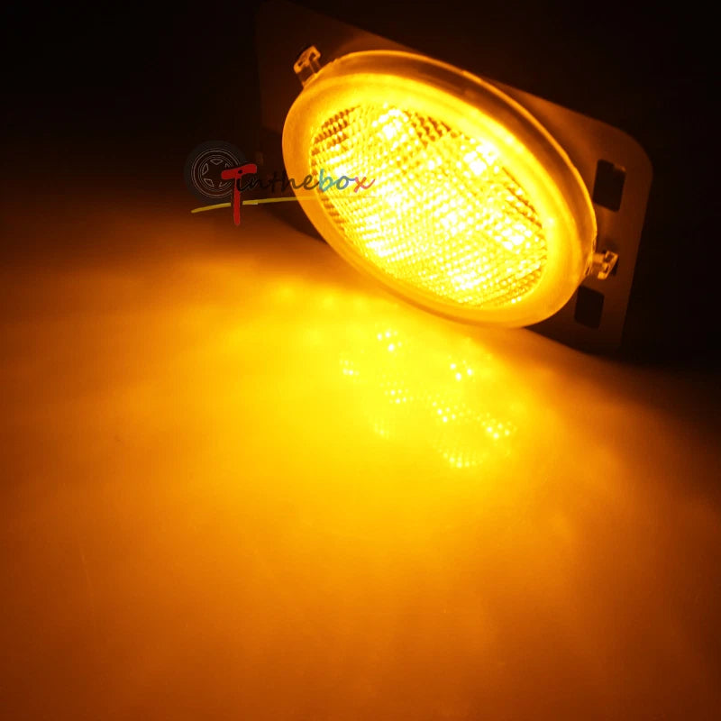 2X Clear LED Amber Side Marker Turn Signal Lights for Jeep Wrangler JK