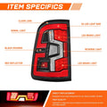 Full LED Tail Lights for Ram 1500 (2019–2024) - Black Housing, Stop Brake Lamps
