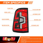 Full LED Tail Lights for Ram 1500 (2019–2024) - Black Housing, Stop Brake Lamps