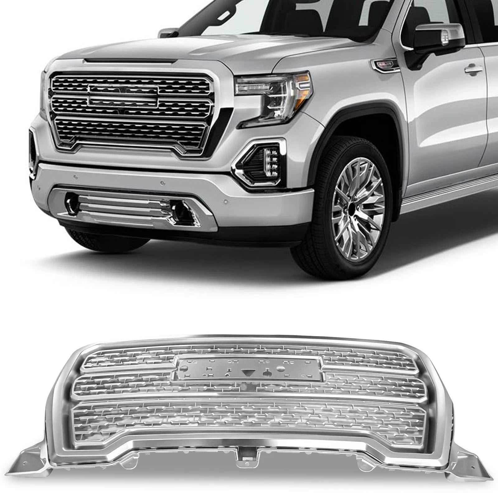 Chrome Front Upper Grille for GMC Sierra 1500 Denali (2019–2021)