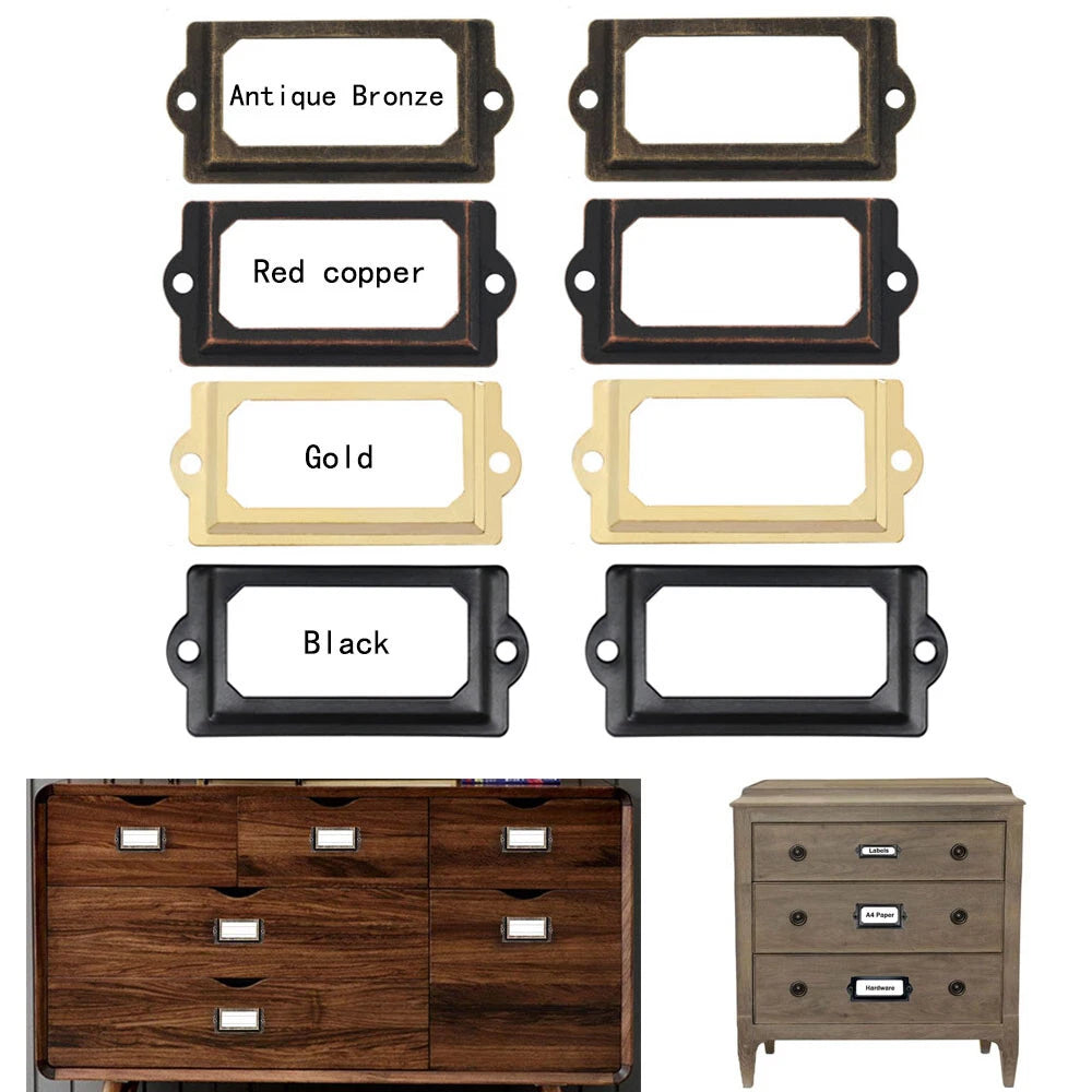 Set of 12 Zinc Alloy Drawer Cabinet Label Pull Handles