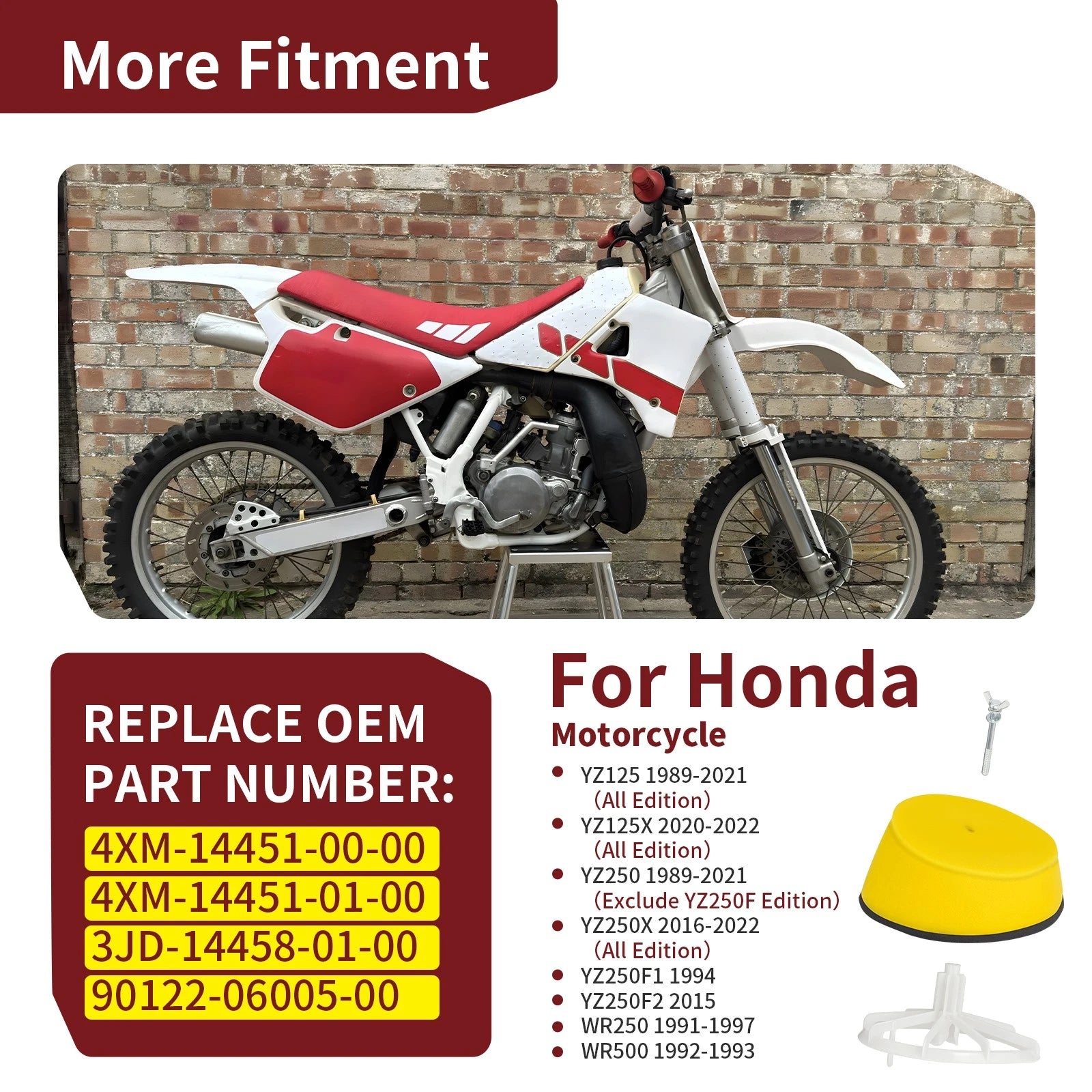 Air Filter Cage Holder Guide w/ Bolt 4XM-14451-00-00 for Yamaha YZ125X (2020–2022)