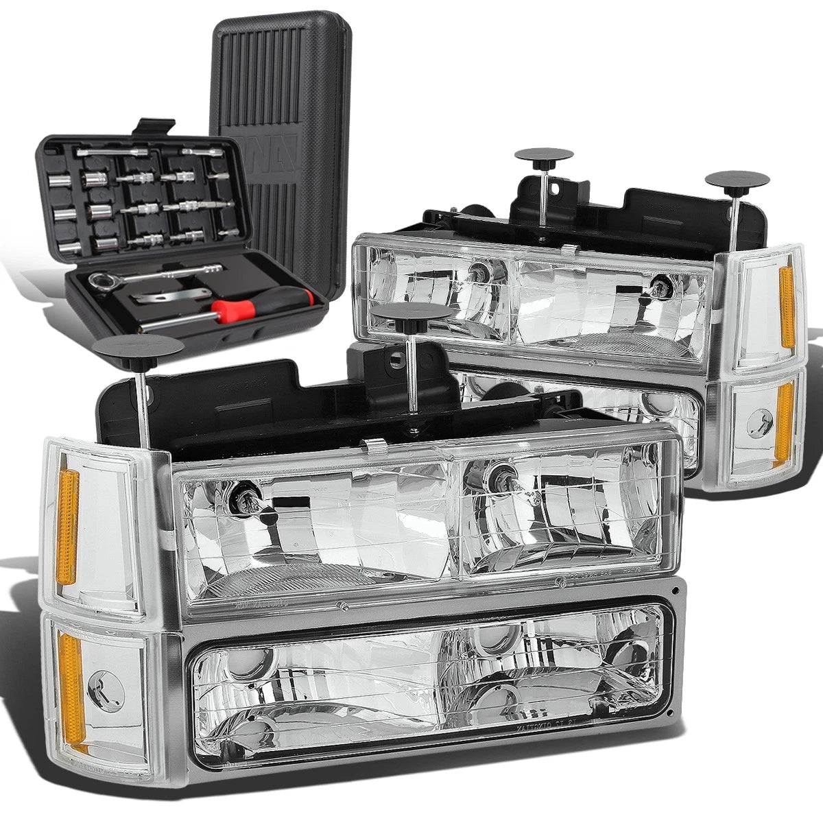 Chrome Amber Signal Headlight for GMC C10 C/K Pickup (1994–2000)