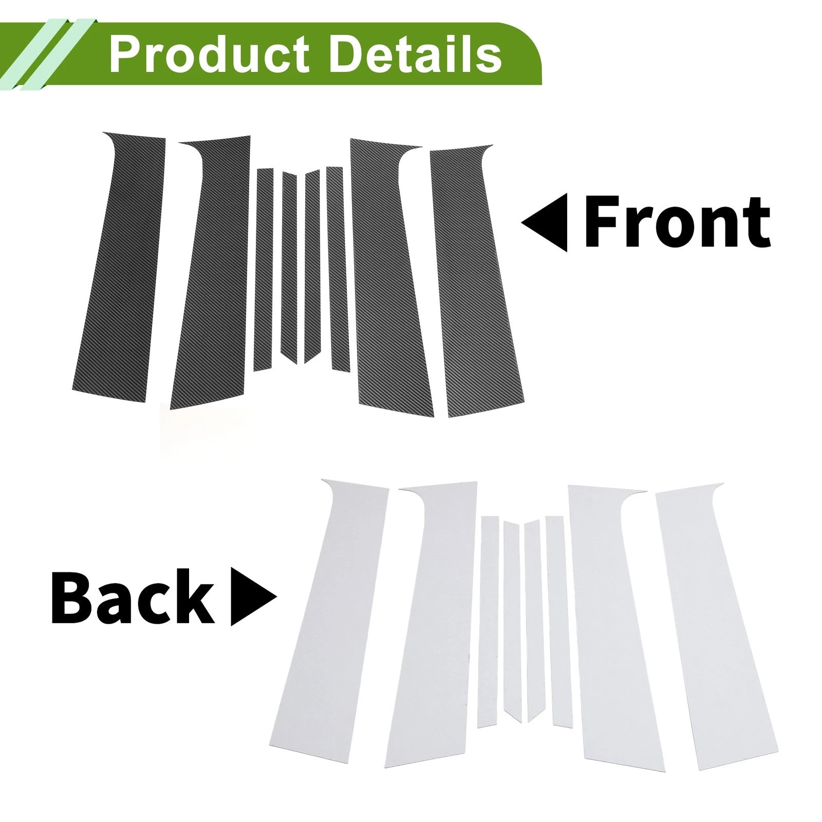 8 Pcs Pillar Window Trim for Chevy Trax (2015–2020) Carbon Fiber Black