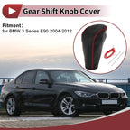 1 Pc Gear Shift Knob Cover for BMW 3 Series E90 (2004–2012) Black Red Faux Leather
